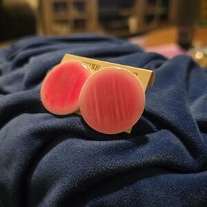 Vintage Shiny Pink Ceramic Round Earrings